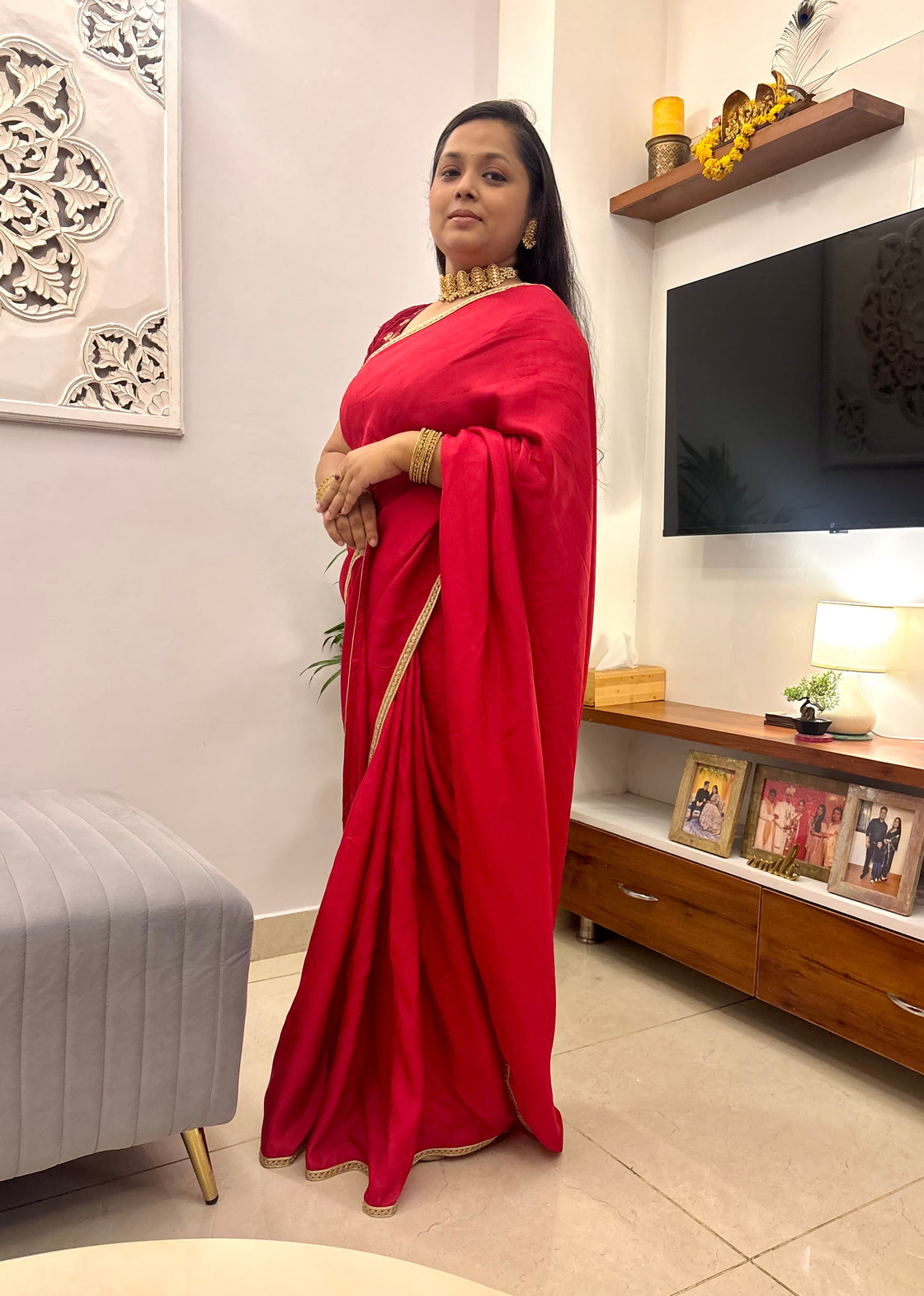 Red silk saree
