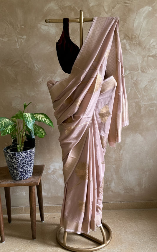 Pink silk Banarasi saree