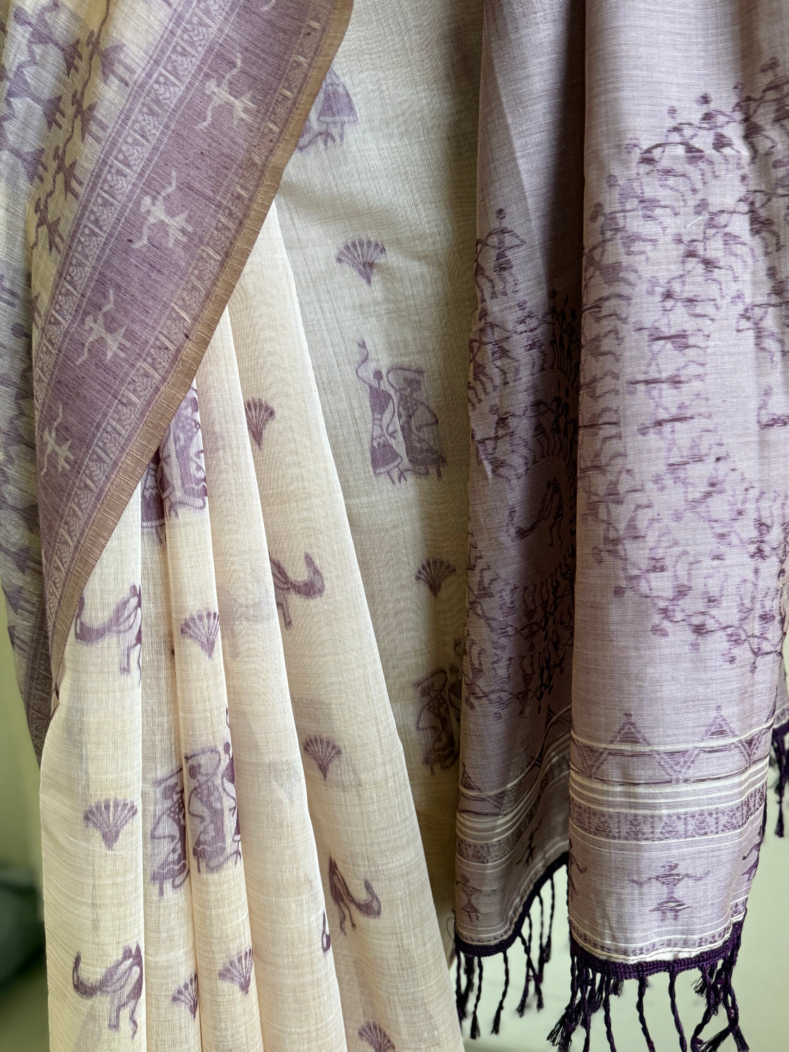 Purple varli chanderi cotton saree