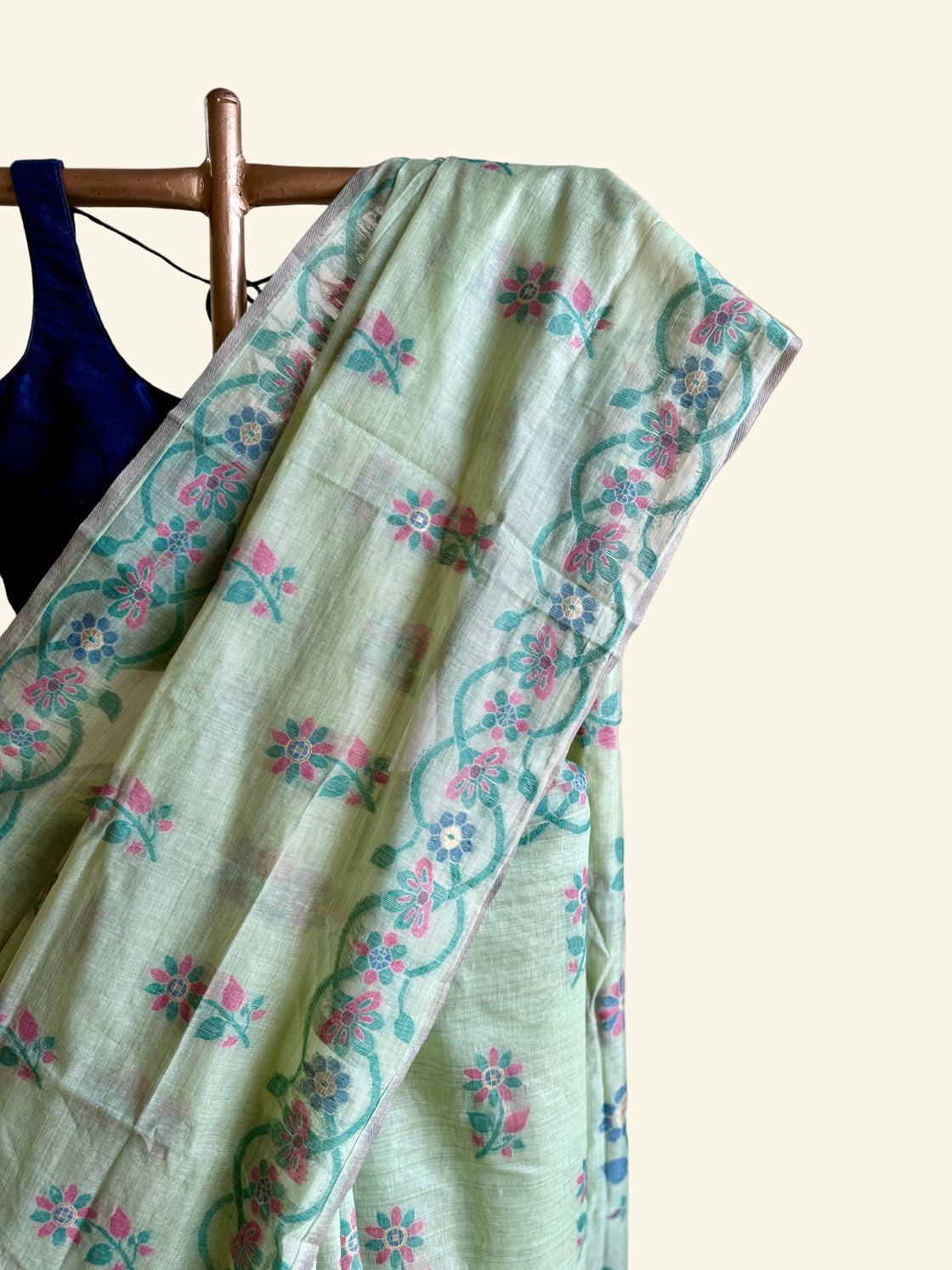 Sage green jamdani saree