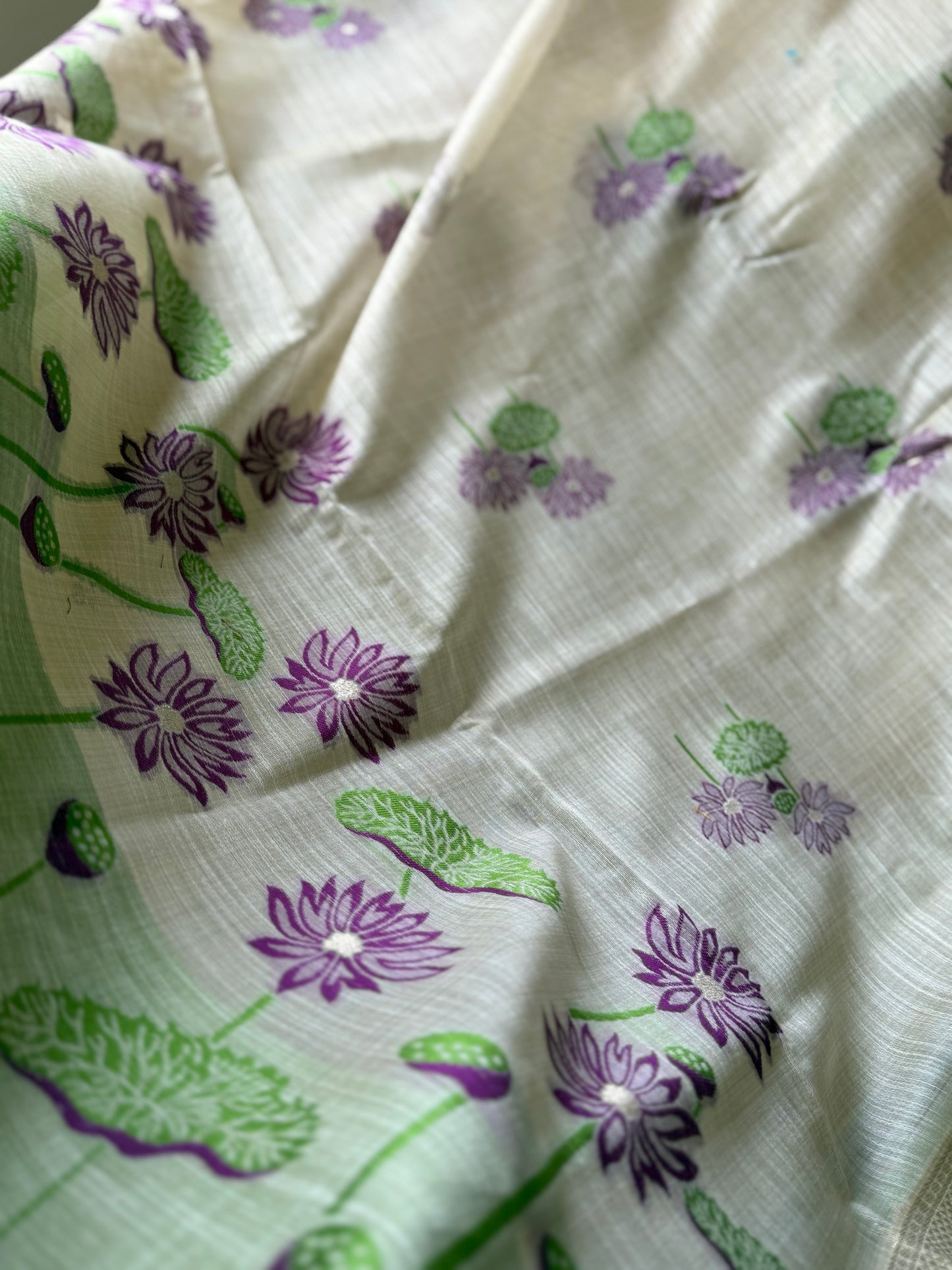 Purple lotus chanderi cotton saree