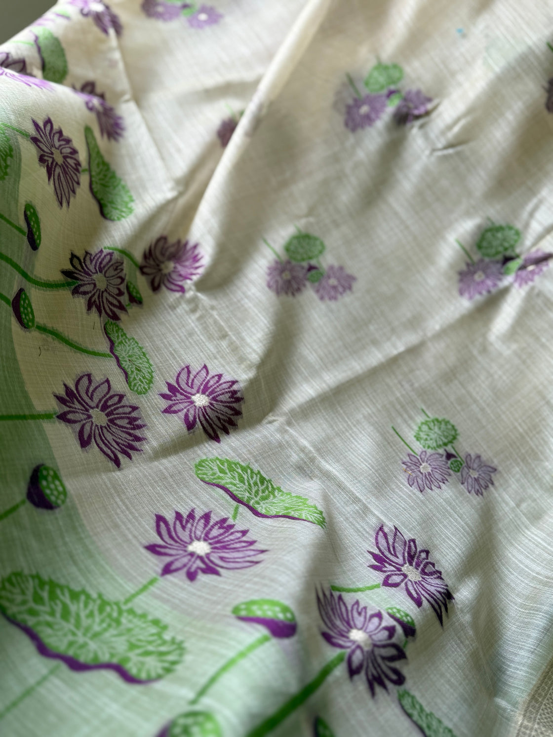Purple lotus chanderi cotton saree