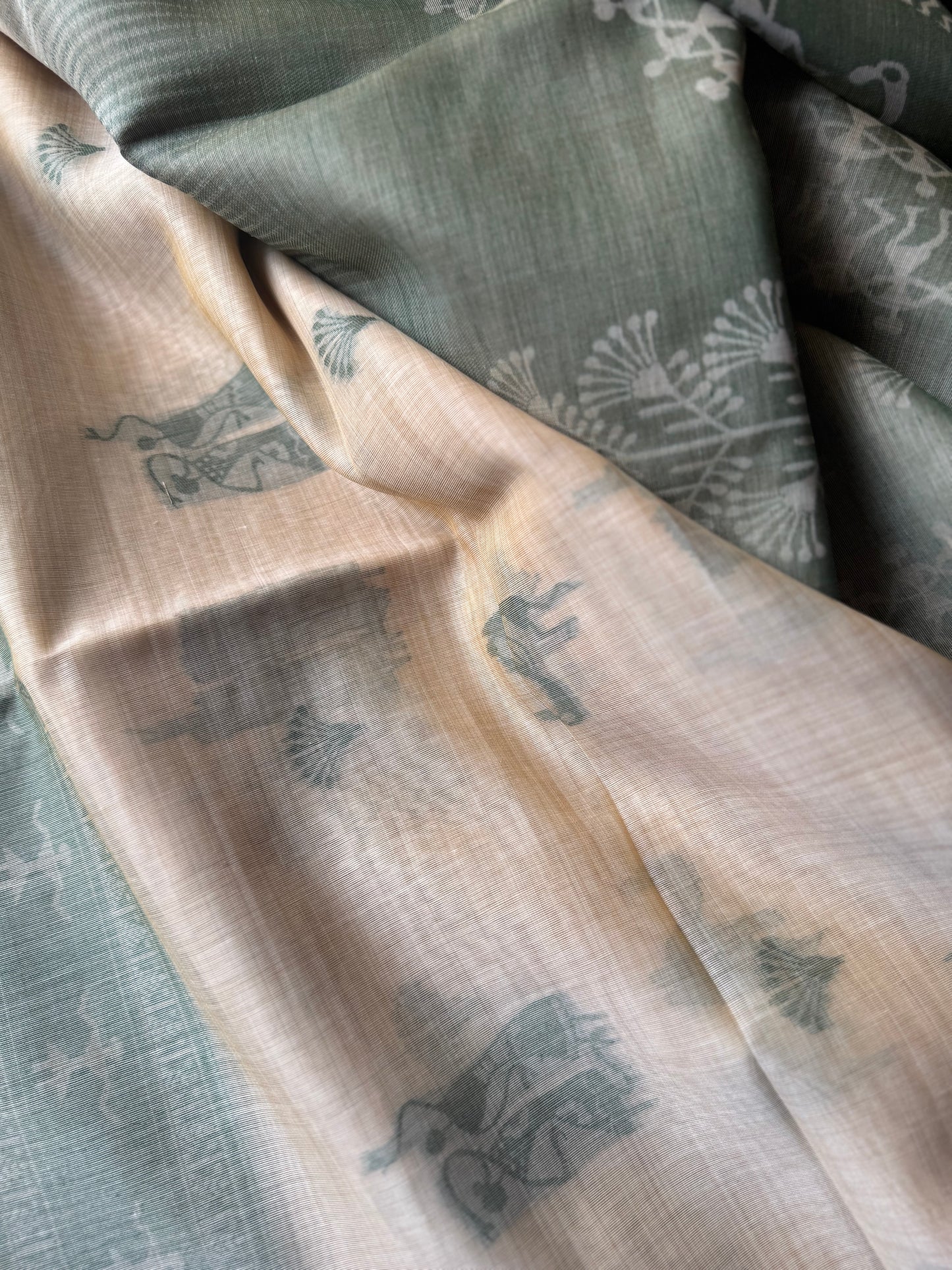 Green varli chanderi cotton saree