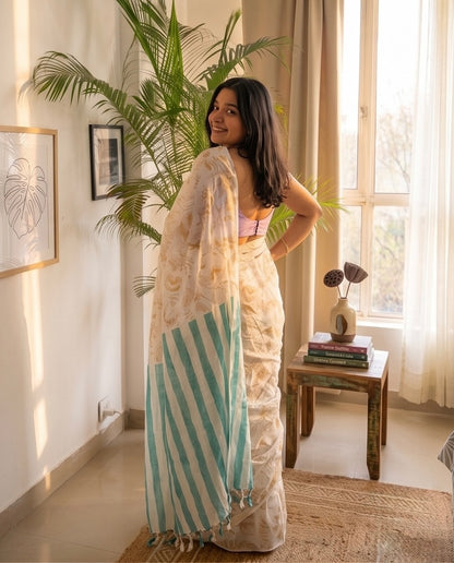 Teal Sorbet Handwoven Saree