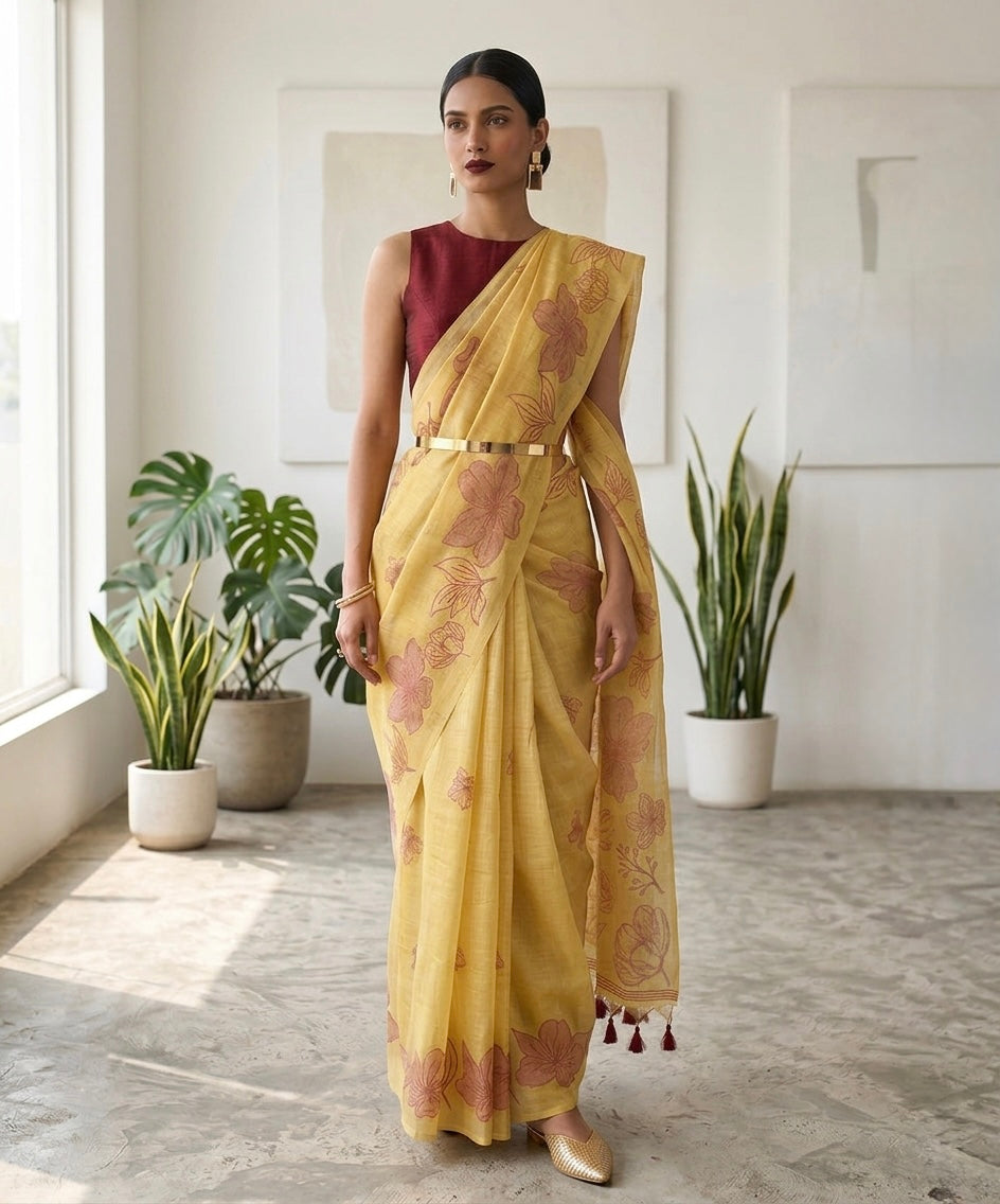 Sunny summer chanderi cotton saree