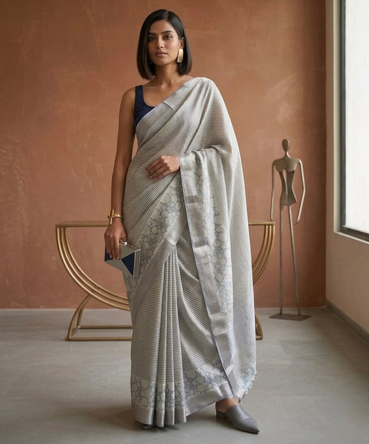 Retro polka silk saree