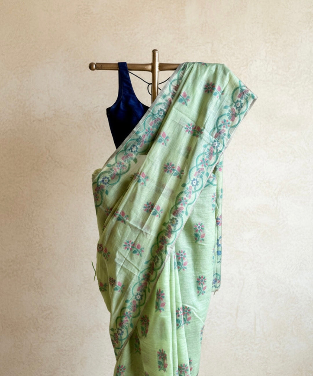 Sage green jamdani saree