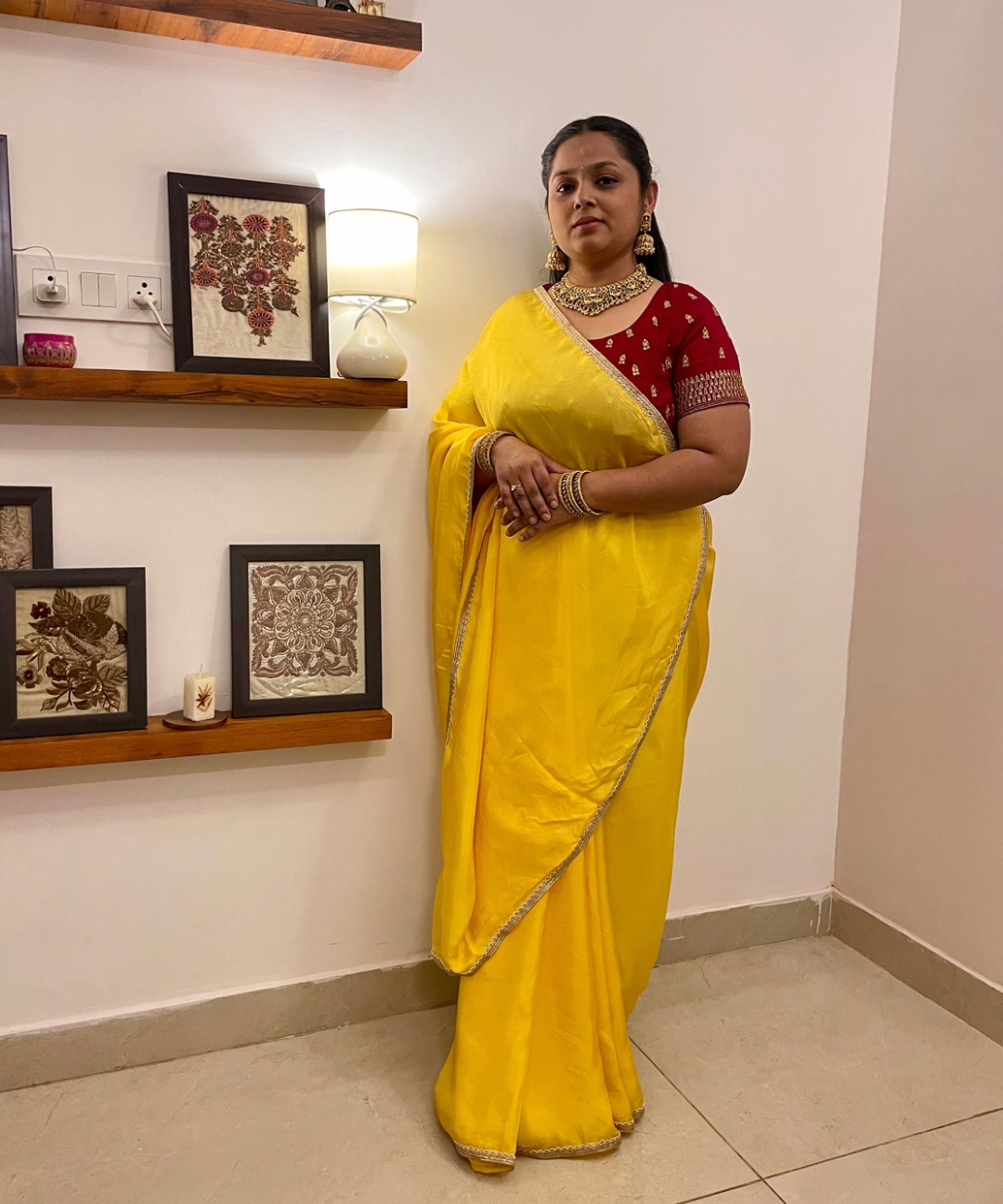 Yellow silk saree