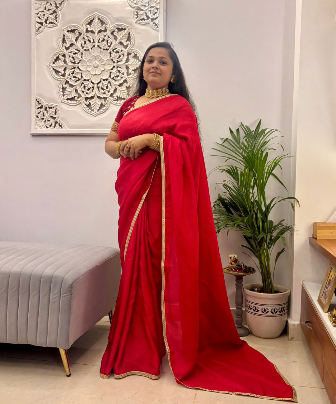 Red silk saree