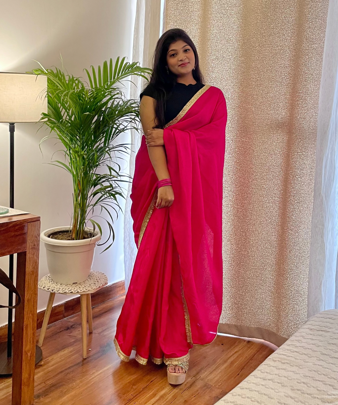 Pink Silk saree