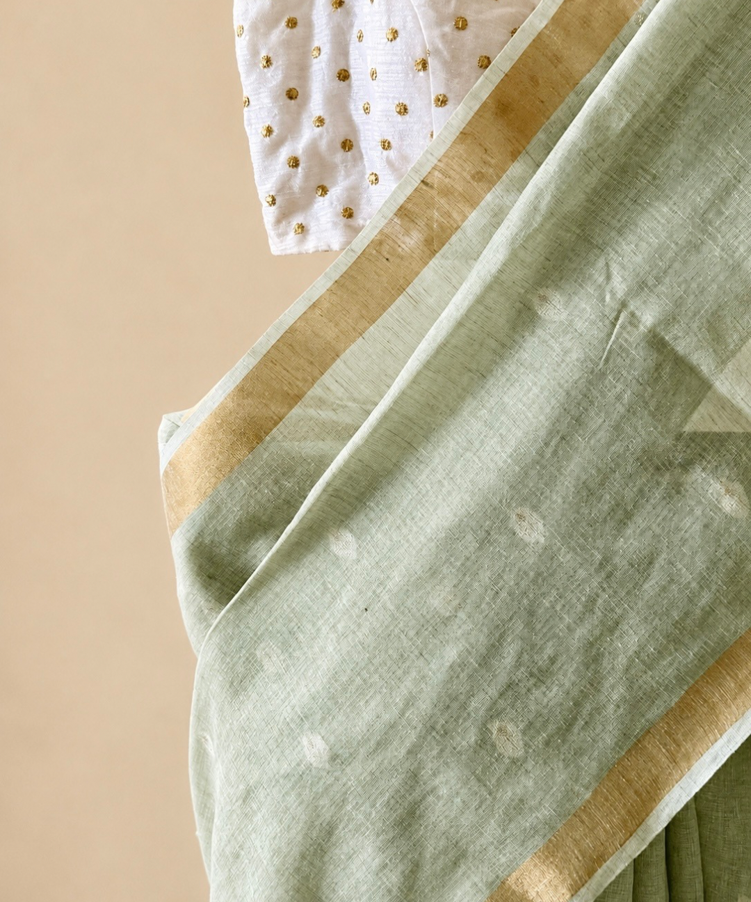 Summer green cotton saree
