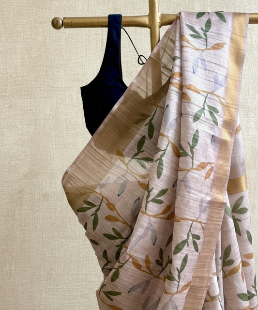 Old rose abstract silk saree