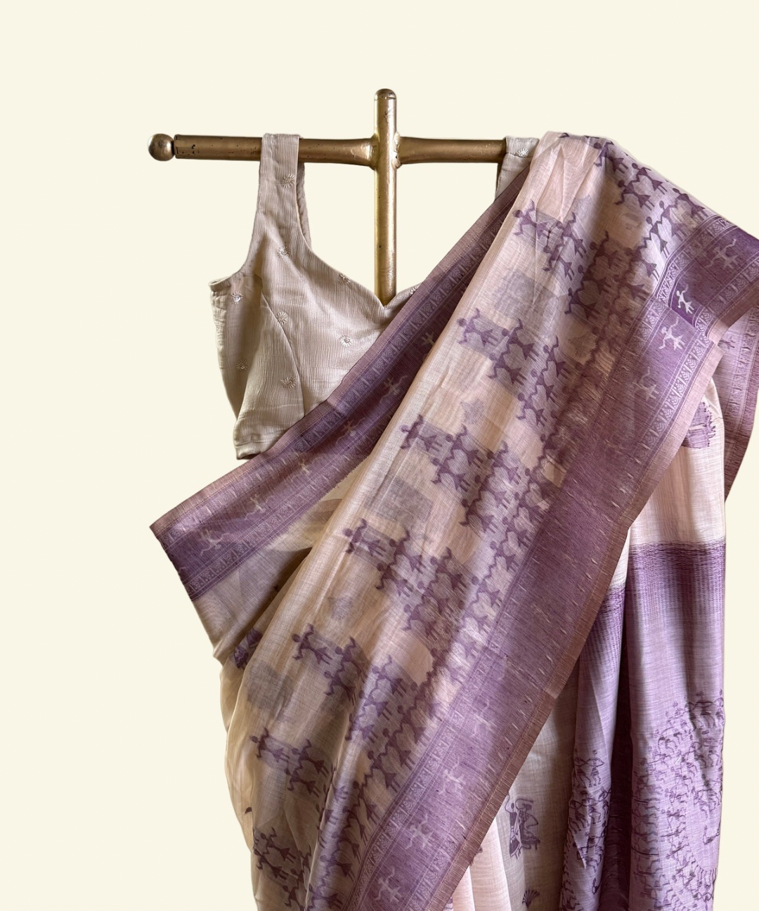 Purple varli chanderi cotton saree