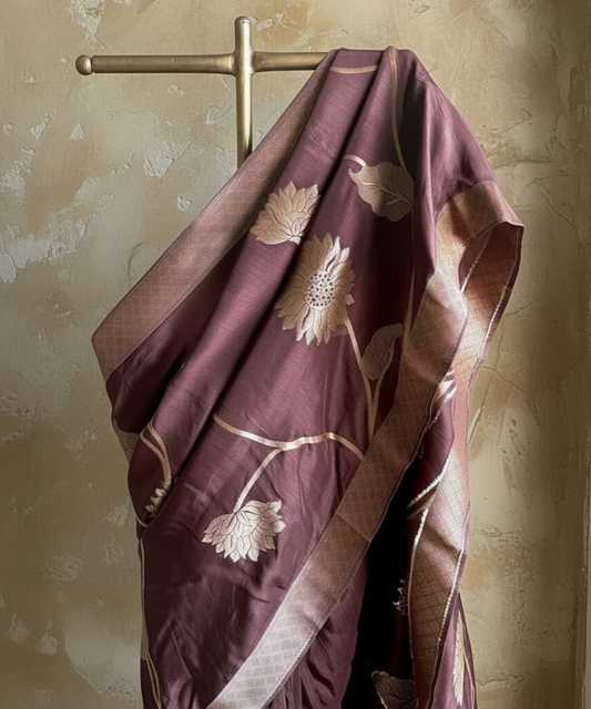 Brown silk banarasi saree