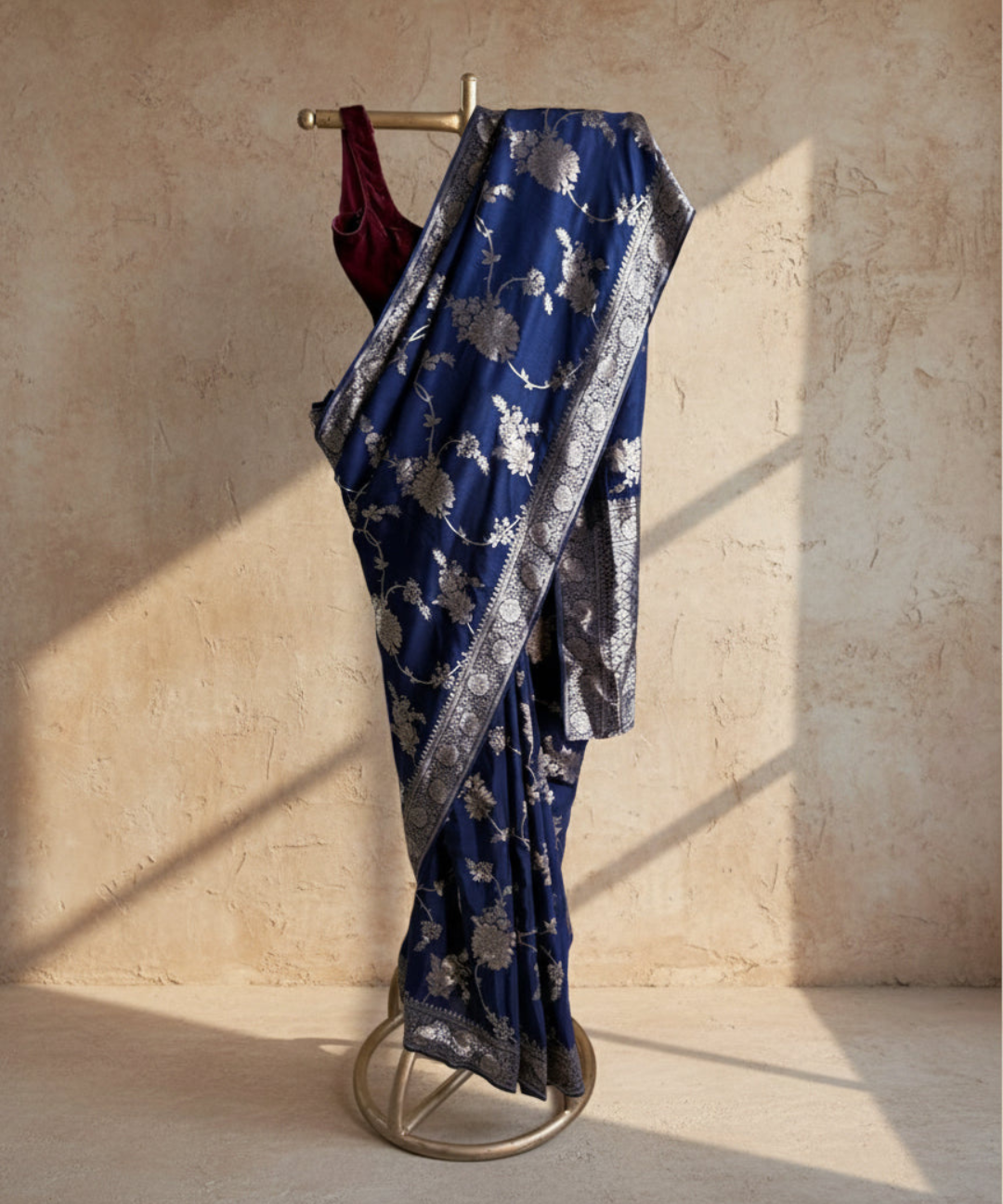 Blue silk banarasi saree