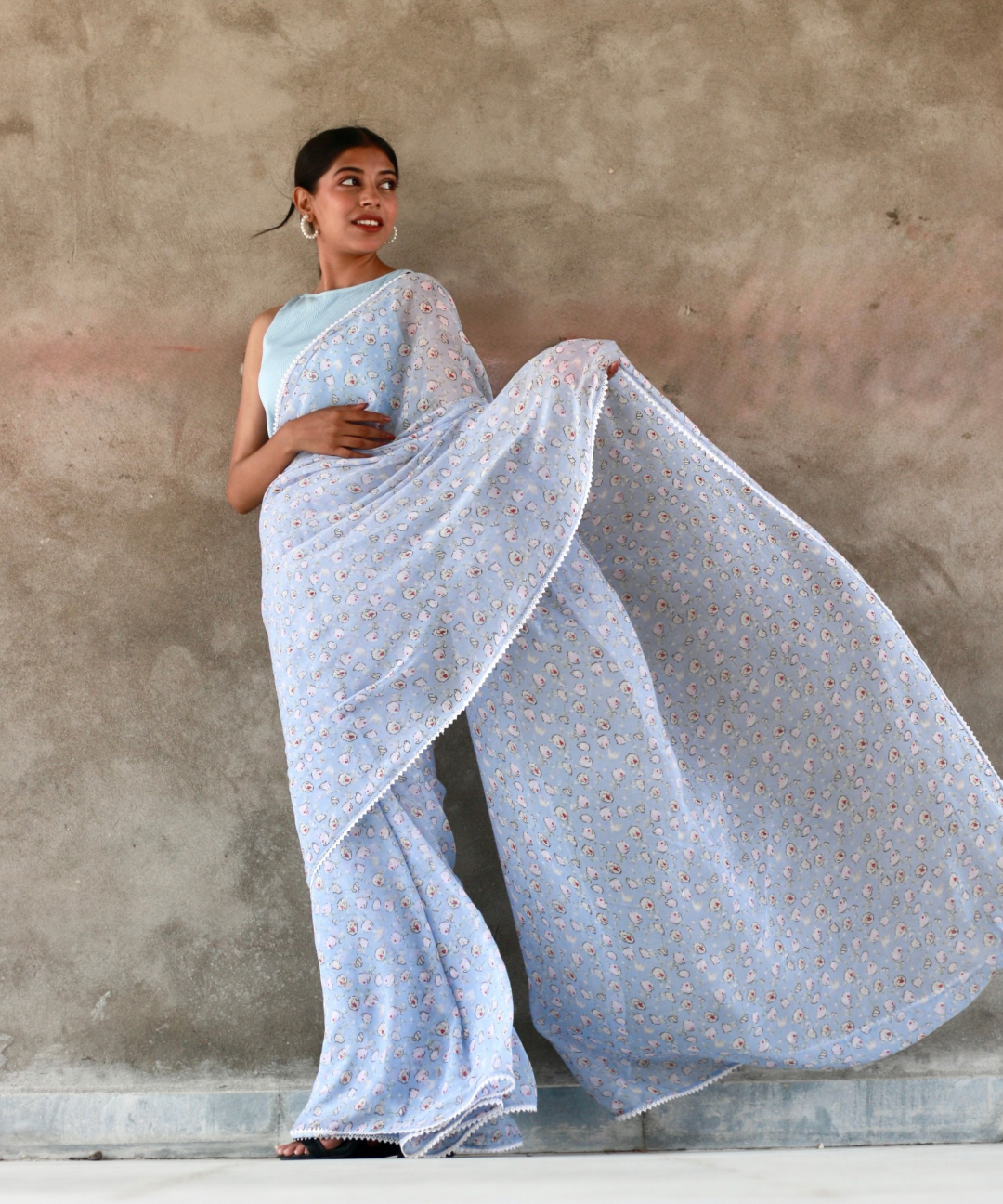 Blue Floral Saree