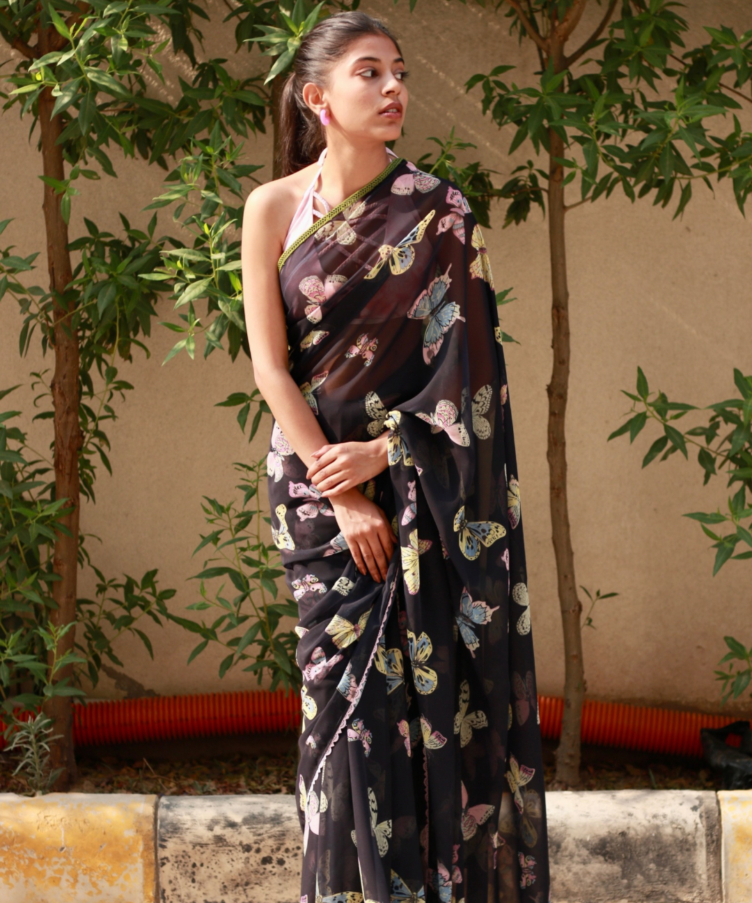 Navy blue butterfly Saree