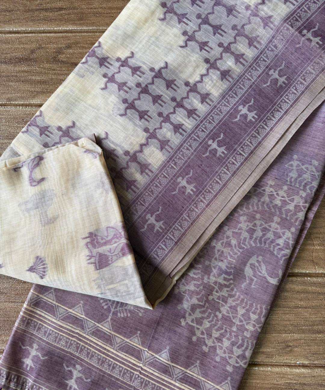 Purple varli chanderi cotton saree