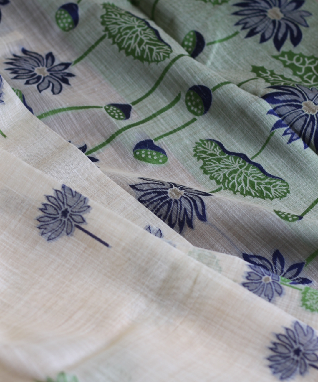 Blue lotus chanderi cotton saree