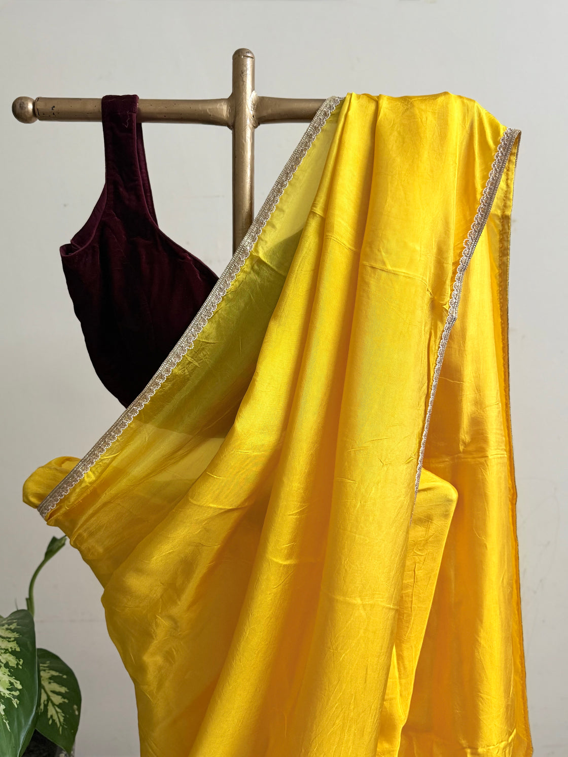 Yellow silk saree