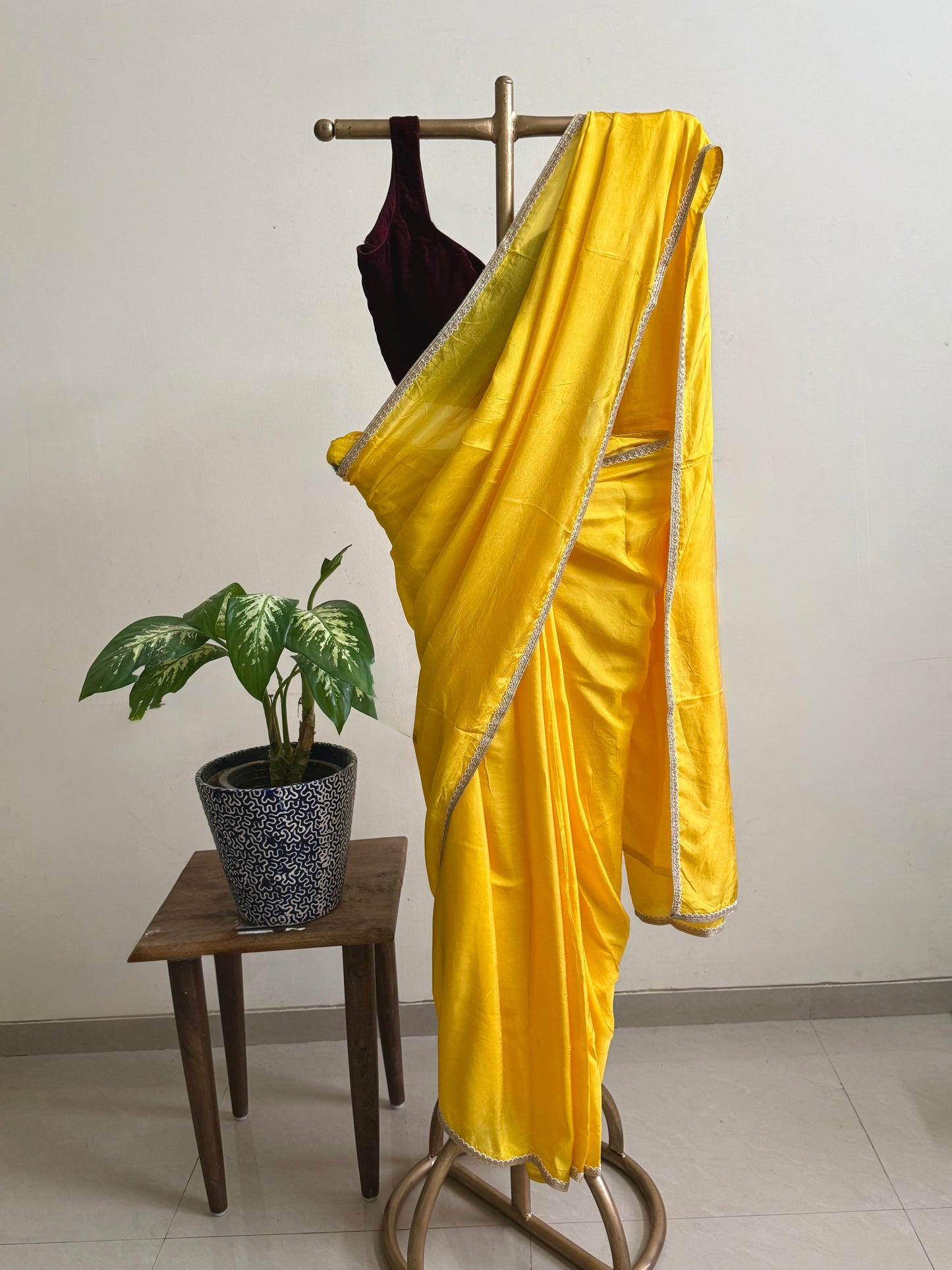 Yellow silk saree