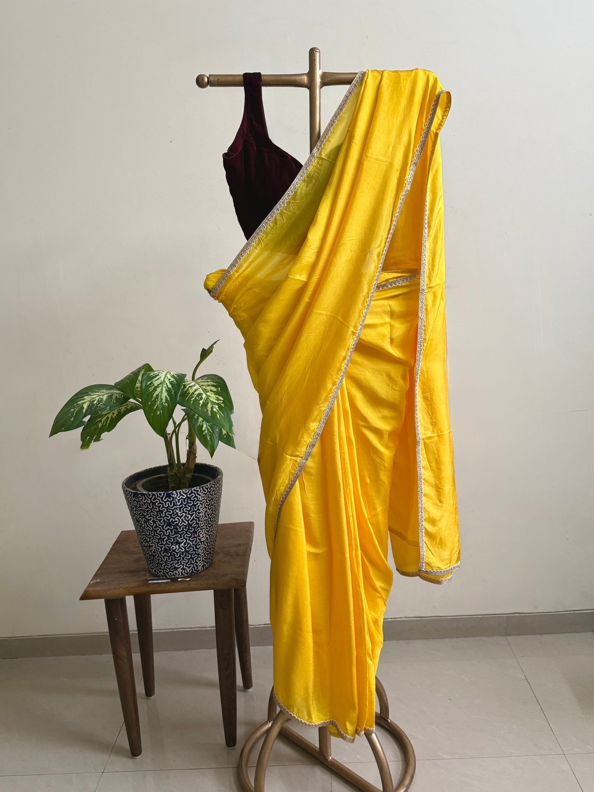 Yellow silk saree