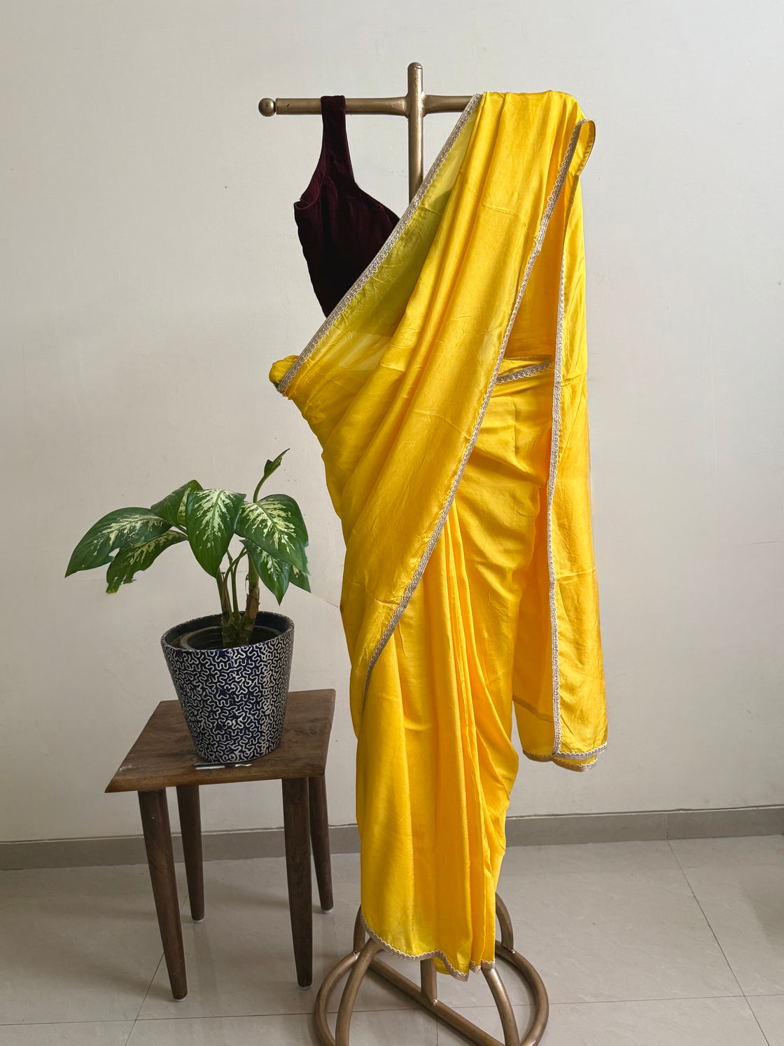 Yellow silk saree