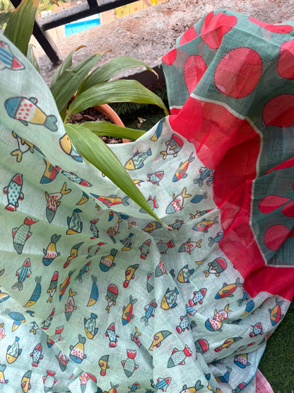 Let’s go summer fishing cotton saree