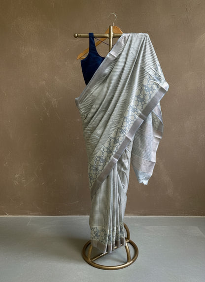 Blue abstract silk saree