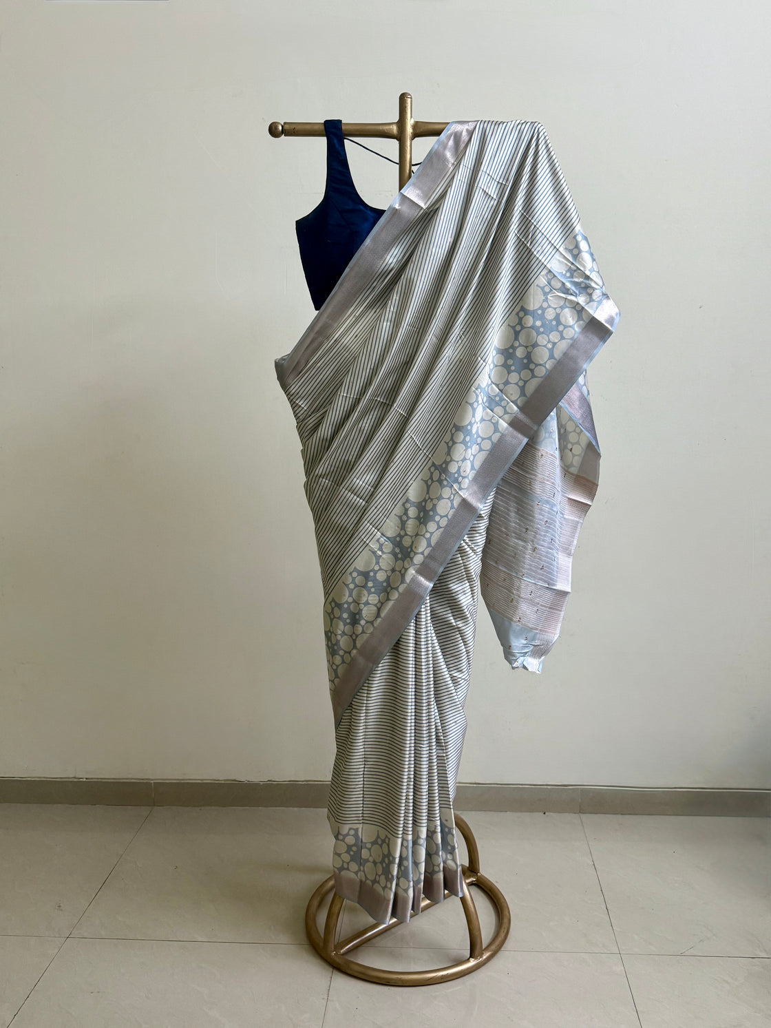 Blue abstract silk saree