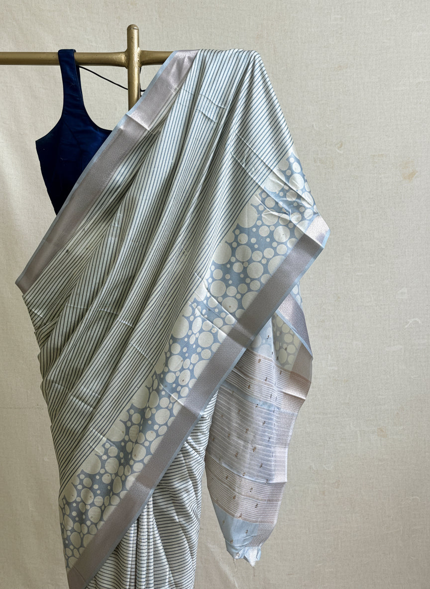 Blue abstract silk saree