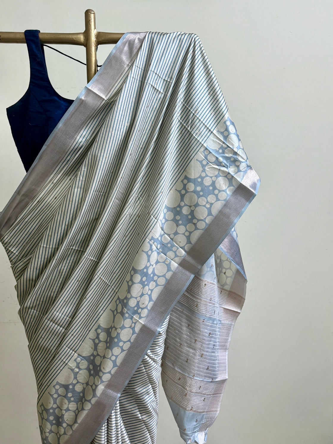 Blue abstract silk saree