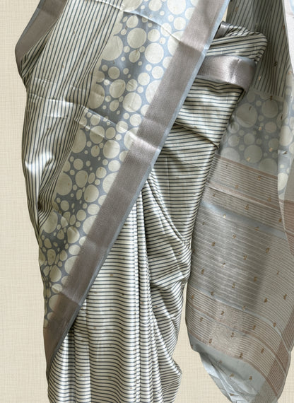Blue abstract silk saree