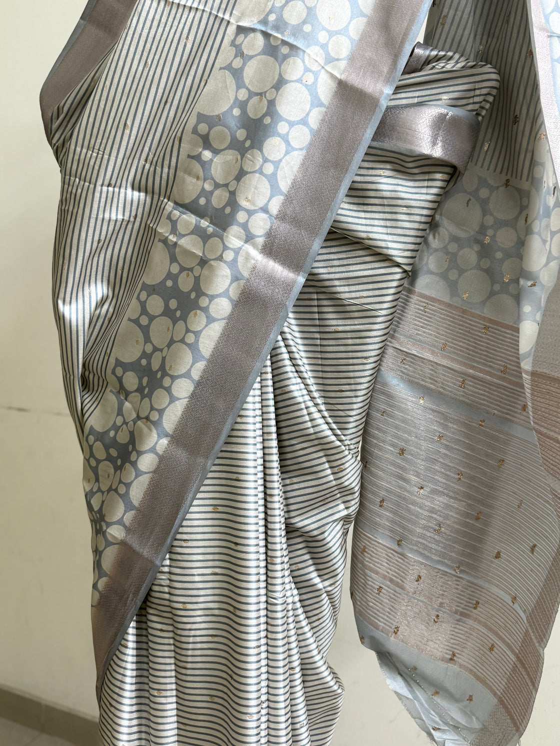 Blue abstract silk saree
