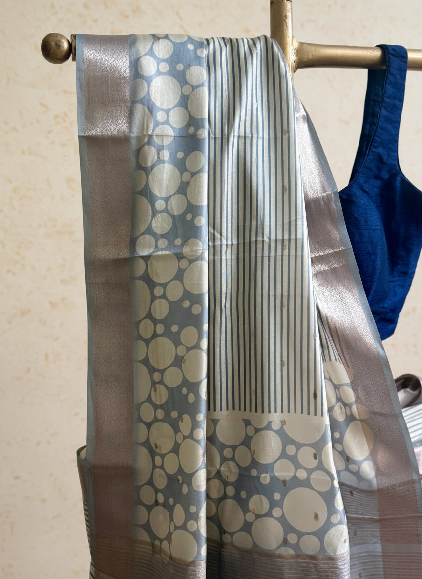 Blue abstract silk saree