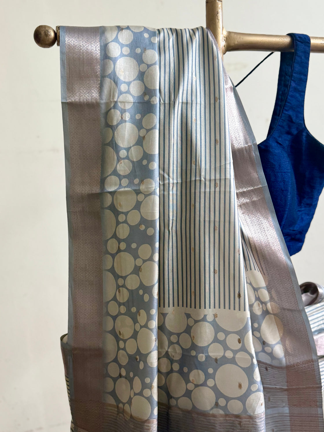 Blue abstract silk saree