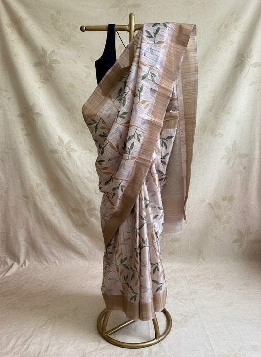Old rose abstract silk saree