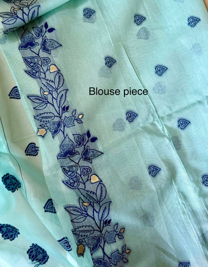 Paisley Sea green Chanderi saree