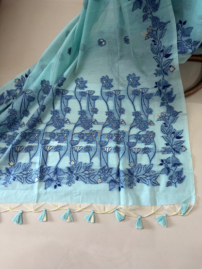 Paisley Sea green Chanderi saree