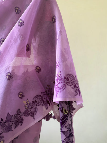 Lilac Bud Chanderi Saree