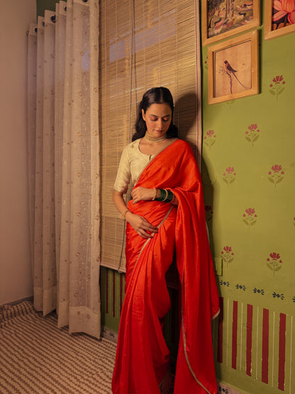 Orange Silk Saree