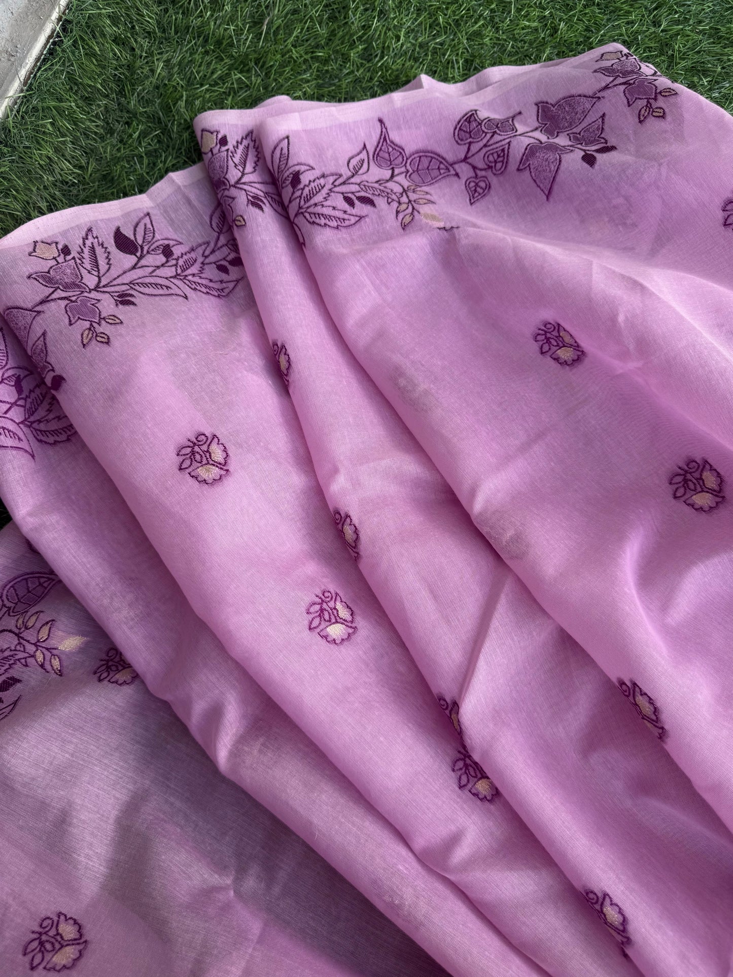Lilac Bud Chanderi Saree