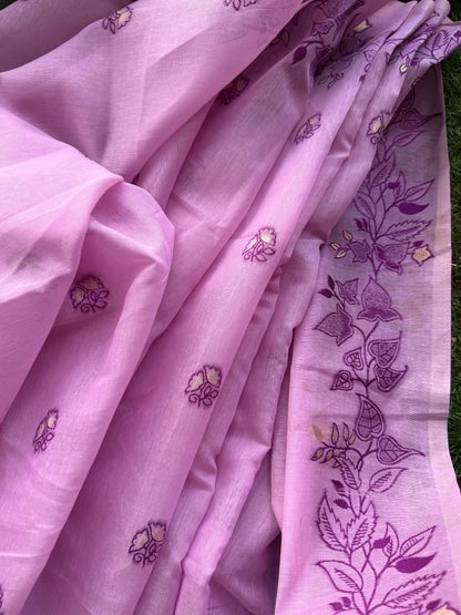 Lilac Bud Chanderi Saree