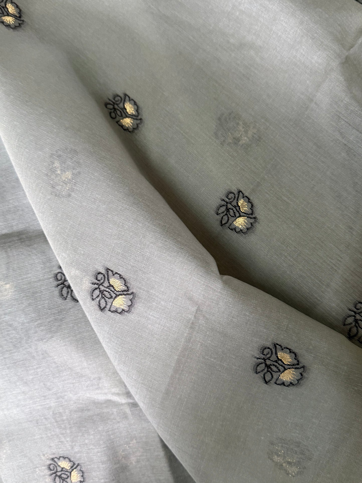 Grey Chanderi Jamdani saree