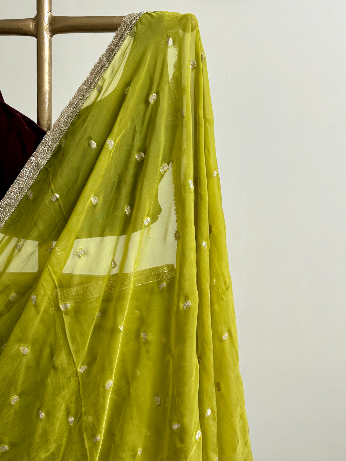 Lime Green Silk Organza Saree