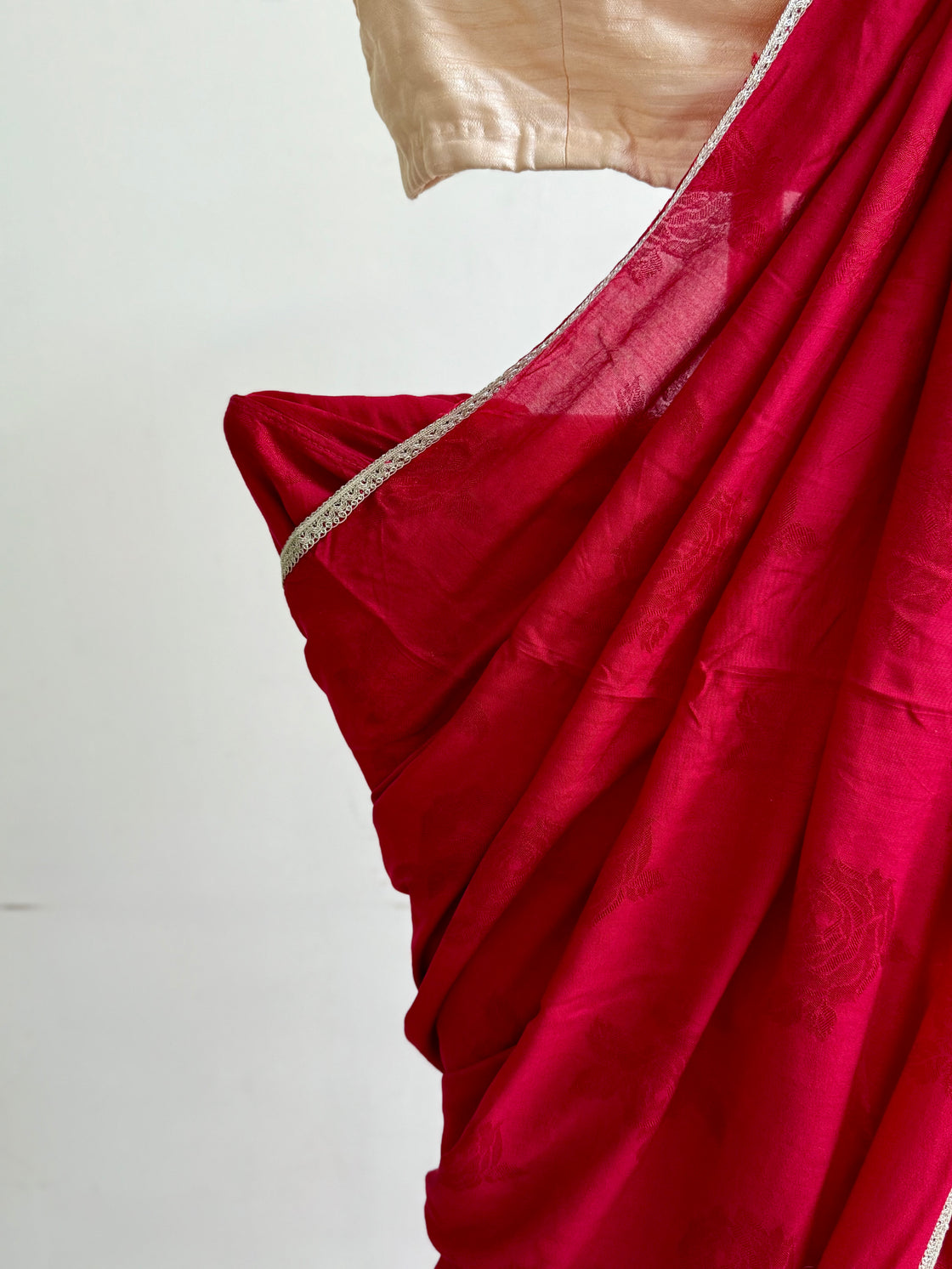 Red Self Silk Saree
