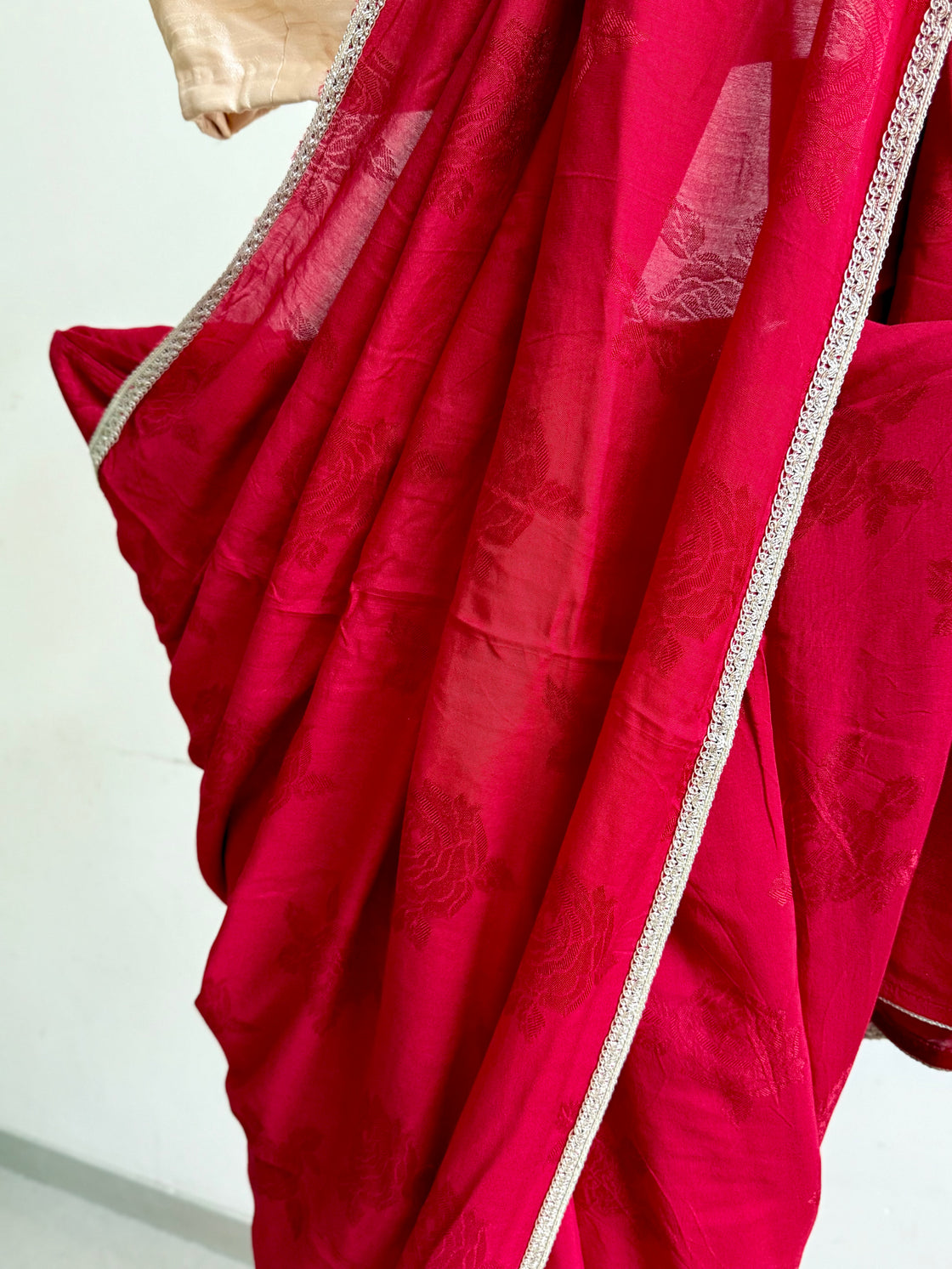 Red Self Silk Saree