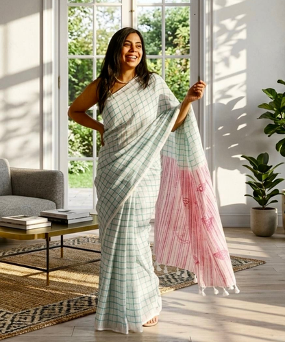 Checkmate Summer Handwoven saree