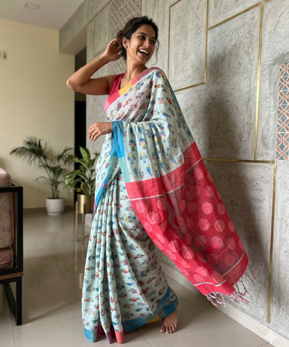 Let’s go summer fishing cotton saree