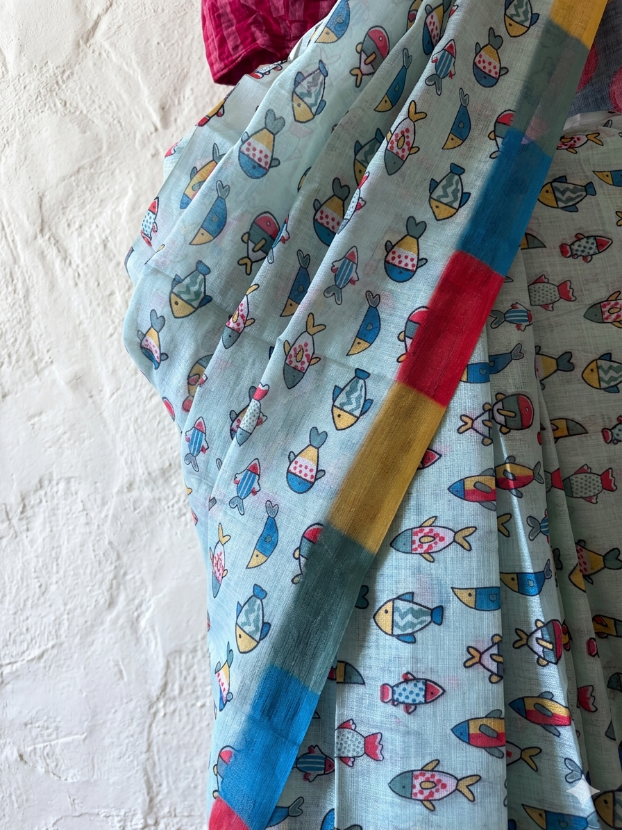 Let’s go summer fishing cotton saree